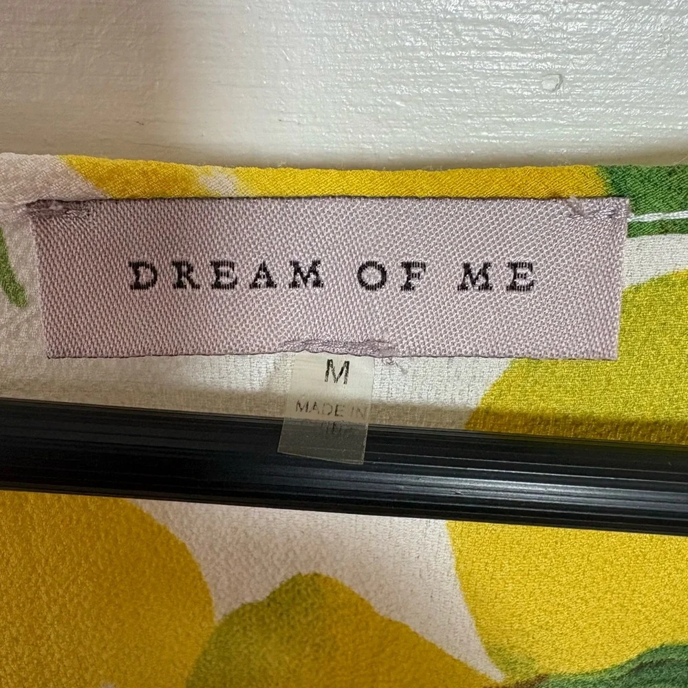 Dream of Me Lemon Print Wrap Maxi Dress White Yellow Size M